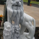 three lions cut from marble block