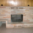 Randall Dr. Home stacked sandstone fireplace