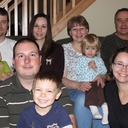 Lowell Kaul Family Thanksgiving 2011.  Back row, left to right:  Josh Brown holding daughter Esther Brown, Wendy Kaul Brown, Irene Kaul holding granddaughter Katie Thorson, Lowell Kaul.  Front row, left to right:  Mike Thorson holding son Zachary Thorson,  Heidi Kaul Thorson.  Harvey, North Dakota.  Lowell is the son of Harriet Harris and Leo Kaul.