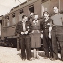 Alice - Stan and friends Austria 1949 en route to Australia.