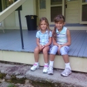 Maria and Isabella Rodriguez, on the front porch of their ancestral home.