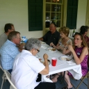 Doug Swaim, H.S. & Peggy Williams, Bobby & Nita Smith, and Heather Blackburn enjoying lunch on the front porch.