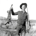 Fred Burk with jack rabbit