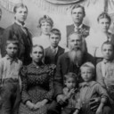 Family Portrait of Hubert Rosell Burk, (his 2nd wife) Laura Davis Morris  and several of their children, also children of his 1st wife Lois Hamblin.