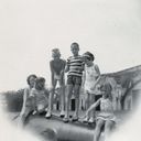 In this photo, L-R my sister, Mary Glen (now Chitty), Pat Nickinson, Ed Nickinson, Phil Kuhl, merritt Nickinson (now Schatz) and me. Ft. Pickens was at the other end of Santa Rosa Island from our grandmother's beachhouse, but when I was small the fort was derelict, but still open for people to visit and crawl around the old buildings of the fort. In this picture are my siblings, minus Beth, who was too young to take this trip, and Rob, who was not born yet.