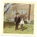 Golden Jr. & Doyle Adams at his baptism 5 Nov 1969 - Garland Tabernacle, Garland UT.