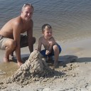 Bill and Apollo at Gulfport MS beach 8-27-2011