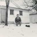 Eldon Just Home from Service with "Buster" - 1953