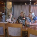 The meal may be over, but visiting continues - Donna, Diane, and Jackie