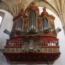 Church organs in Portugal have vertical and horizontal pipes.  Unique to country. This organ is in the same location as the previous photo.
