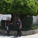 Nathaniel and Ricardo by one of the oldest olive trees in Portugal.