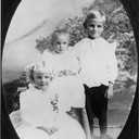 Frank with his two sisters.  Left to right: Louesa (nicknamed "Louie"), Eva and Frank